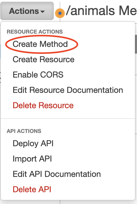 screenshot of Create Method Action